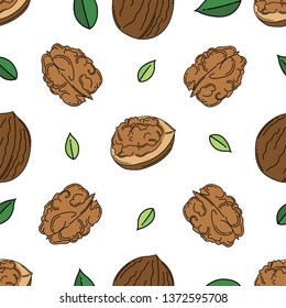 Walnut colored isolated seamless pattern on white background.