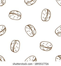 Walnut design from collection simple food patterns. Healthy food. Vegetables background and cover for cooking lovers. Doodle style