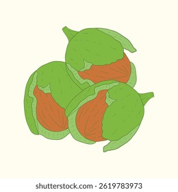 Noz fruta plana desenho desenho desenho animado ícone ilustração