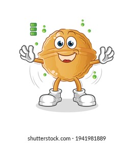 walnut full battery character. cartoon mascot vector