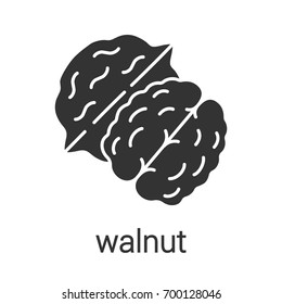 Walnut glyph icon. Silhouette symbol. Negative space. Vector isolated illustration
