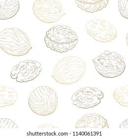 Walnut graphic color seamless pattern background sketch illustration vector