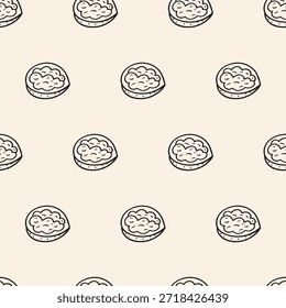 SemiPorca no Contorno Shell Ilustração de Vetor de Padrão Perfeita, Fundo de Repetição Natural