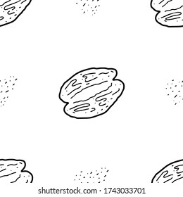 Walnut  hand drawn vector seamless pattern. Outline monochrome texture made in doodle style.Fruit 
background for package, merch, wallpaper, menu and other design.