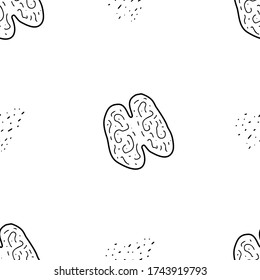 Walnut  hand drawn vector seamless pattern. Outline monochrome texture made in doodle style.Fruit 
background for package, merch, wallpaper, menu and other design.