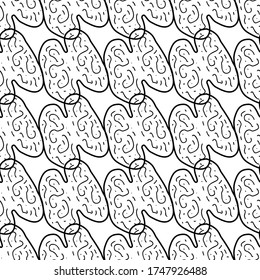 Walnut  hand drawn vector seamless pattern. Outline monochrome texture made in doodle style.Fruit 
background for package, merch, wallpaper, menu and other design.