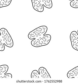 Walnut  hand drawn vector seamless pattern. Outline monochrome texture made in doodle style.Fruit 
background for package, merch, wallpaper, menu and other design.