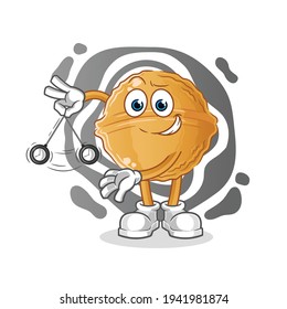 walnut hypnotizing cartoon. cartoon mascot vector