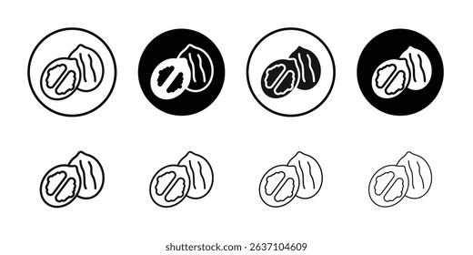 Walnut icon Black line art vector logo set