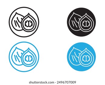 Walnut icon black and white vector outline sign