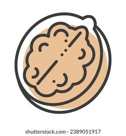 Walnut icon with editable stroke to any thickness. Flat style. Vector illustration.