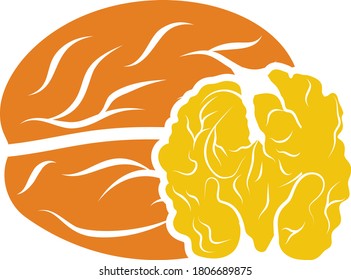 Walnut Icon. Flat Color Design. Vector Illustration.