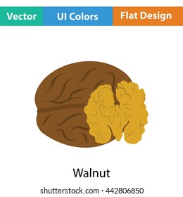 Walnut icon. Flat color design. Vector illustration.
