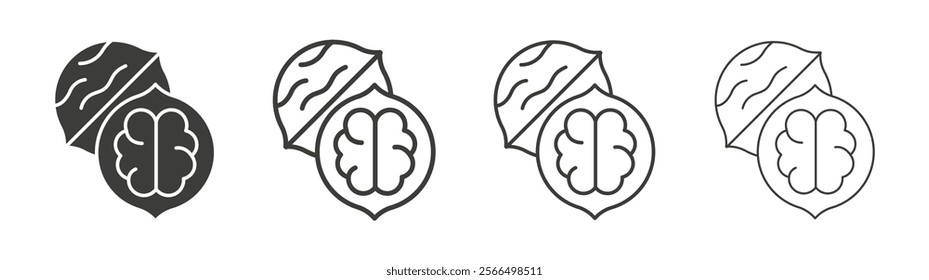 Walnut icon flat and linear vector illustration on white background.