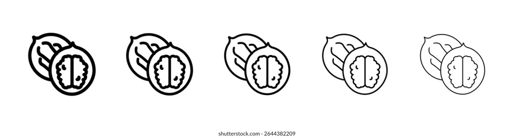 Ícone de noz gráfico definido. estilo de linha de traçado moderno
