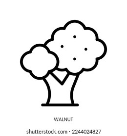 walnut icon. Line Art Style Design Isolated On White Background