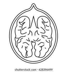 Walnut icon in outline style isolated on white background vector illustration