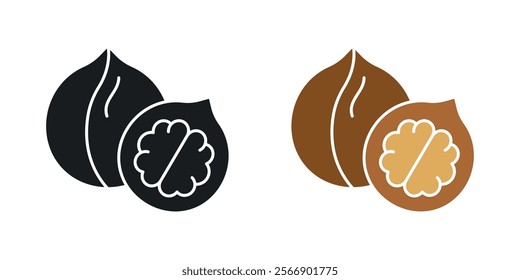 Walnut icon set in black and colored