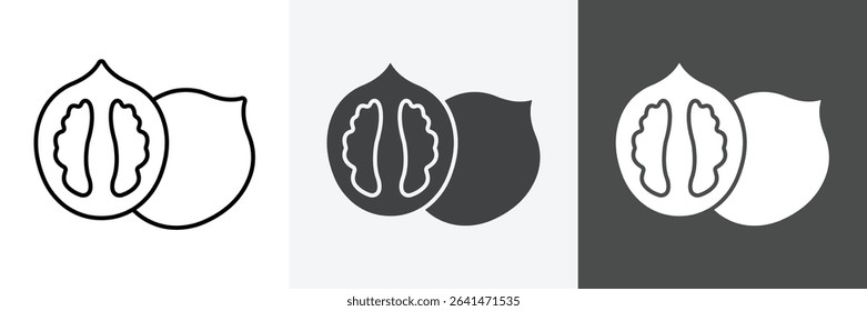 Walnut icon set vector art