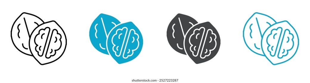 ícone de nogueira Conjunto simples de vetores isolado