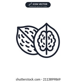 Plantilla de símbolo de icono de nogal para el logotipo de colección de diseño gráfico y web ilustración vectorial