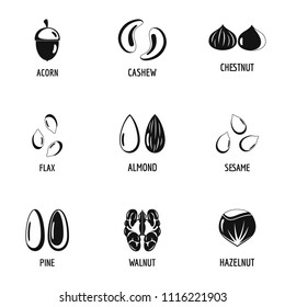Walnut icons set. Simple set of 9 walnut vector icons for web isolated on white background