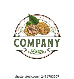 Walnut illustration logo with vintage look