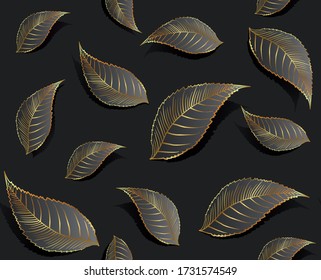 Walnut Leaves Seamless Vector Texture