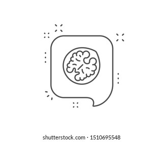 Walnut line icon. Chat bubble design. Tasty nut sign. Vegan food symbol. Outline concept. Thin line walnut icon. Vector