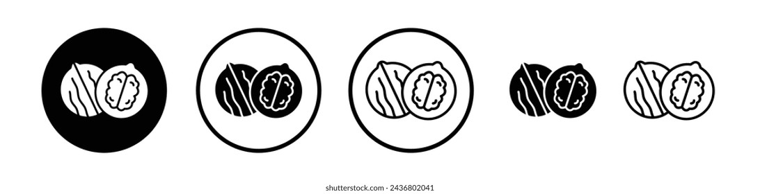 Walnut Line Icon. Crunchy Delight icon in outline and solid flat style.