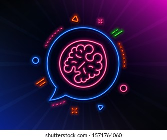 Walnut line icon. Neon laser lights. Tasty nut sign. Vegan food symbol. Glow laser speech bubble. Neon lights chat bubble. Banner badge with walnut icon. Vector