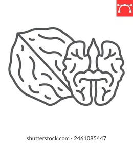 Walnut line icon, nuts and organic, walnut vector icon, vector graphics, editable stroke outline sign, eps 10.