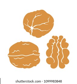 Walnut logo. Isolated walnut on white background