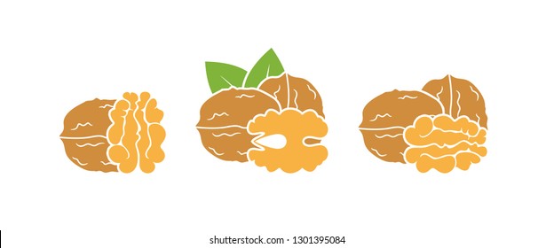 Walnut logo. Isolated walnut on white background. EPS 10. Vector illustration