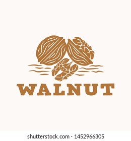 Walnut Logo. whole and opened walnuts Vector