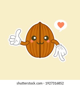 walnut mascot character with smiling face. cute and kawaii vector illustration
