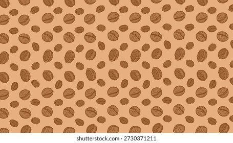 Ilustração de padrão de noz. Mão Desenhado Castanhos Castanhos. Plano de fundo contínuo