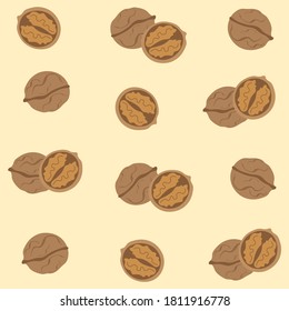 Walnut pattern vector. Walnut icon