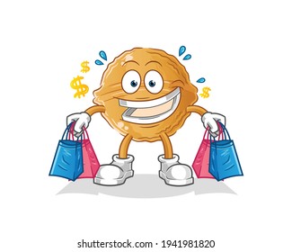 walnut shoping mascot. cartoon vector