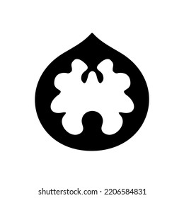 Walnut vector glyph icon. Graph symbol for food and drinks web site, apps design, mobile apps and print media, logo, UI