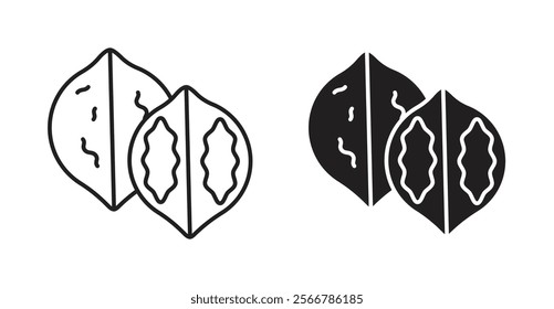 Walnut vector line icon illustration