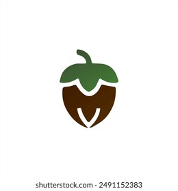 walnut in vector. nut logo on white background