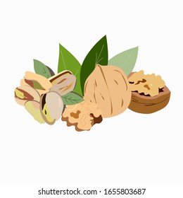 Walnuts and pistachios for a healthy snack