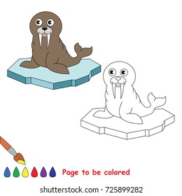 Walrus to be colored, the coloring book for preschool kids with easy educational gaming level.
