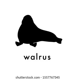 Walrus Black Silhouette. Arctic Animal Vector Logo.