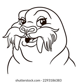 Walrus cartoon character. Cute baby animal print for kids