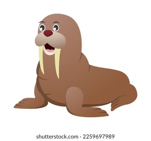 Walrus cartoon character . Vector .