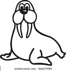 Walrus Cartoon Contour