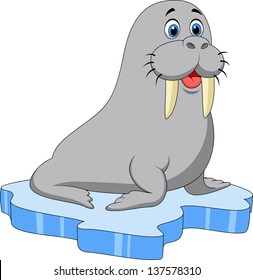 Walrus Cartoon On Ice