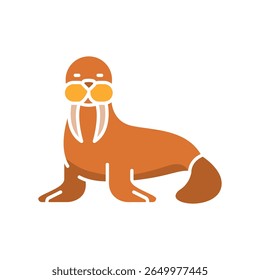 walrus color flat icon for digital and print projects. Arctic animals. Minimal clean icons for apps and websites. Modern simple icons for UI UX and branding